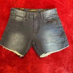 Kenneth‎ Cole Girls Slim Fit Denim Shorts Dark Wash Raw Hem Size 10/12